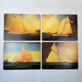 Pimpernel Nautical Clipper Ships Placemats Set Of 4 Wood Cork 12 X 16 Vintage