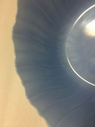 (2) Vtg 1930 ' s Jeannette Glass Petal Swirl Blue Delphite Serving Bowl Rimmed 9 