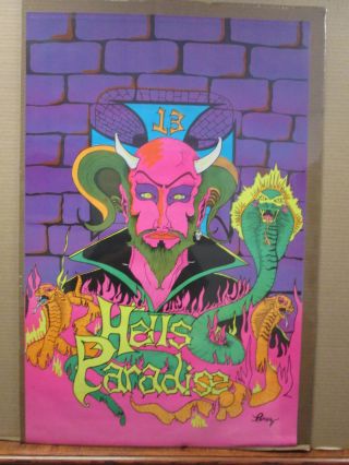 Vintage Hells Paradise 13 Marijuana Blacklight Poster 9787