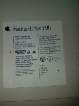 Partly Apple Macintosh Mac Plus 1MB M0001A Computer 7