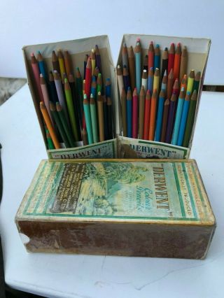 Vintage Set Of 60 Plus Derwent Coloured Pencils Vintage Box