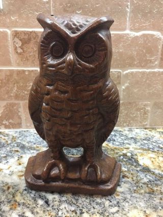 Vintage Cast Iron Owl Bookend Door Stop Marked Emig 1546 Fall Autumn