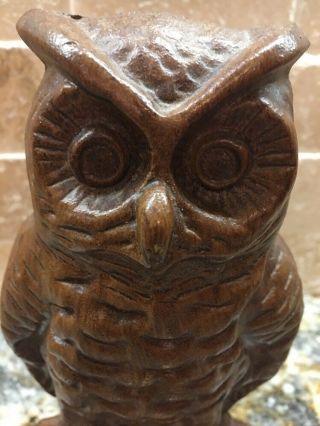 Vintage Cast Iron Owl Bookend Door Stop Marked EMIG 1546 Fall Autumn 2