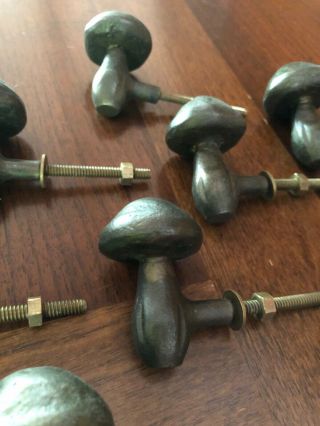 Vintage Unique Mushroom Cabinet Knobs Pulls - Brass - Set Of 10