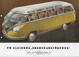 Vintage 12/1951 Volkswagen Vw Barndoor Deluxe Samba Bus Brochure German