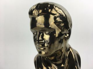 Vintage Ceramic Metallic Gold ELVIS Bust Statue Figure 5