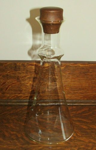 Vintage Dansk Classic 1 1/2 Liter Glass Wine Carafe With Teak Wood Stopper