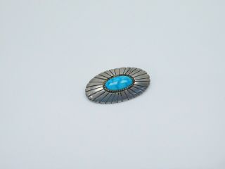 Vintage Navajo W Johnson Sterling Silver Turquoise Shadowbox Brooch 8.  5g