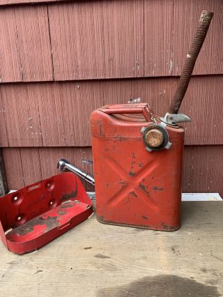 Vintage Usmc Red 5 Gal Jeep Gas Can Dot - 5l 20 - 5 - 71 Us G Willys Jerry,