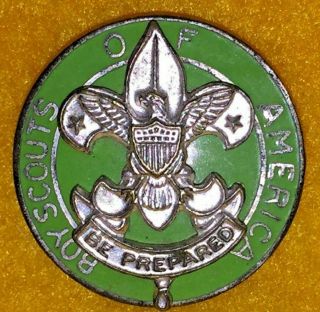 Vintage Boy Scouts Of America Pin Green Enamel Bsa Scout Master /straight Pin Bk