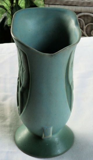 Vtg Roseville Silhouette Pattern Art Pottery Blue Green Matte Glaze Vase 782 - 7 