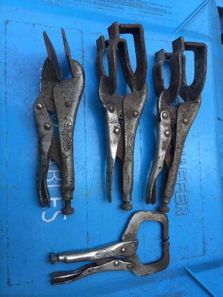 Vintage Petersen Vise Grip 9r Locking Pliers Welding Clamps (2) Plus 2 Bonus
