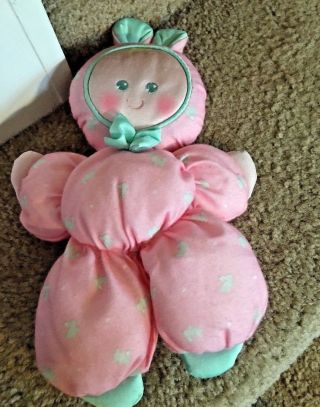 Vtg Fisher Price Slumber Babies 12 " Pink Bunny Rabbit Doll Green Plush 1989