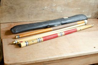 Vintage Brunswick Pool Cue With Carrying Bag