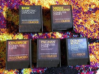 Atari 800 Computer Bundle Manuals Joystick Game & Basic Cartridges 1982 PAC MAN 4