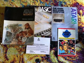Atari 800 Computer Bundle Manuals Joystick Game & Basic Cartridges 1982 PAC MAN 5