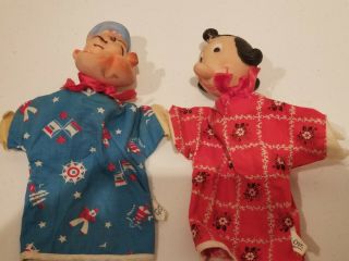 Two Olive Oyl Vintage Hand Puppets Popeye And Gund Olive 1930s - 1950s