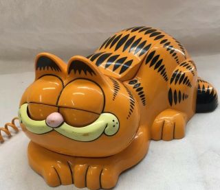 Vintage 80s Tyco Garfield Corded Desk Phone,  Eyes Open/close Fast Ship
