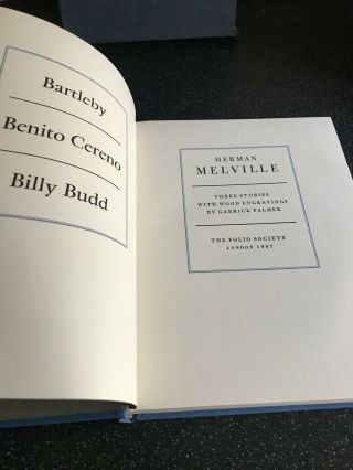 Three Stories Bartleby Benito Cereno Billy Budd Melville Folio Society 1967 3