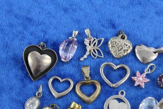 20 x Vintage.  925 Sterling Silver Heart PENDANTS inc.  CZ,  Crystal,  Engrave (41g) 2