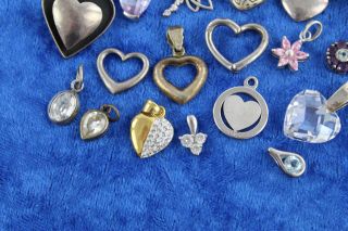 20 x Vintage.  925 Sterling Silver Heart PENDANTS inc.  CZ,  Crystal,  Engrave (41g) 4