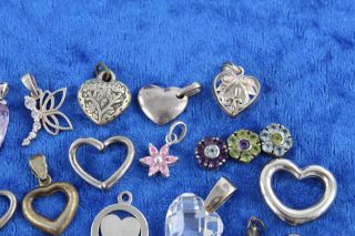 20 x Vintage.  925 Sterling Silver Heart PENDANTS inc.  CZ,  Crystal,  Engrave (41g) 5