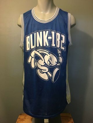 Vtg Blink 182 Blue Poly Mesh Basketball Jersey Mens 2x Tank Top Shirt Bunny Punk