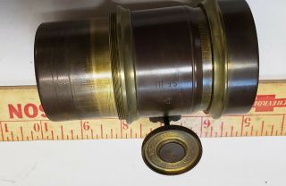 Antique Darlot Paris Series III brass Petzval lens from studio portrait camera 2