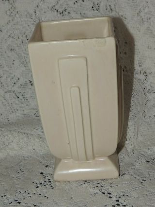 Vtg Pacific California Pottery White Art Deco Column Style Design Vase
