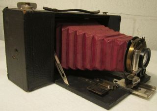 1910 Antique Kodak No.  3 - A Model A Folding Brownie w/ Maroon Bellows Great Cond 2