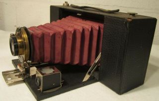 1910 Antique Kodak No.  3 - A Model A Folding Brownie w/ Maroon Bellows Great Cond 3