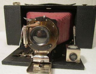 1910 Antique Kodak No.  3 - A Model A Folding Brownie w/ Maroon Bellows Great Cond 4