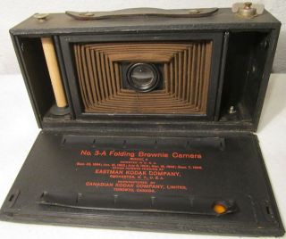 1910 Antique Kodak No.  3 - A Model A Folding Brownie w/ Maroon Bellows Great Cond 8
