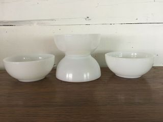 Set Of 4 Vintage Fire King Ovenware White Milk Glass 5 " Chili Cereal Soup Bowls