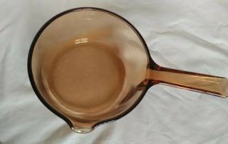 Vintage Pyrex Corning Vision Ware Glass Sauce Pan Pot Amber Brown 1L w/ Lid V1C 3