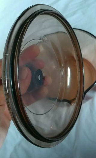 Vintage Pyrex Corning Vision Ware Glass Sauce Pan Pot Amber Brown 1L w/ Lid V1C 5