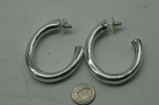 Vtg Sterling Silver - Israel Electroform Hoop Earrings