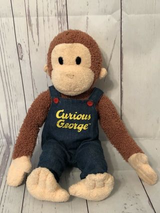 Vtg Curious George Applause Stuffed Animal Plush Monkey Brown 14” Jean Jumper
