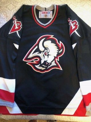 Vintage 1990s Buffalo Sabres Stitched Ccm Nhl Blank Hockey Jersey 2xl Goat Head