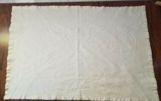 Vintage Made In Usa Carters Cotton Baby Crib Blanket Off White Satin Trim