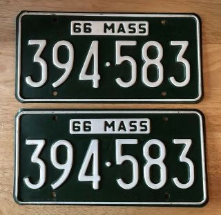 Vintage 1966 Massachusetts License Plates - Auto Tags