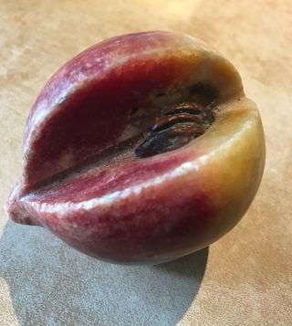 Vintage Stone Fruit Sliced Open Peach Alabaster Italy