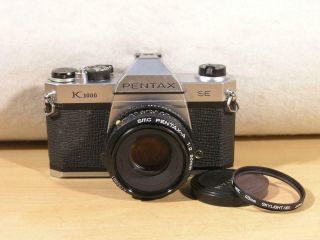 Pentax K1000 Se 35mm Slr Camera W/ 50mm F2 Smc Pentax - A Lens