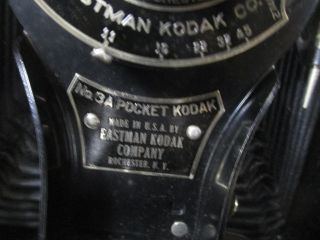 1910 EASTMAN KODAK NO.  3A FOLDING POCKET CAMERA EXC Cond 6