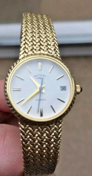 Vintage Rotary Gold Plated Ladies Quartz Wrist Watch With Box