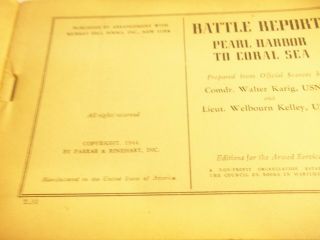 Battle Report Pearl Harbor to Coral Sea W Karig WW2 II Armed Services Edition, 2