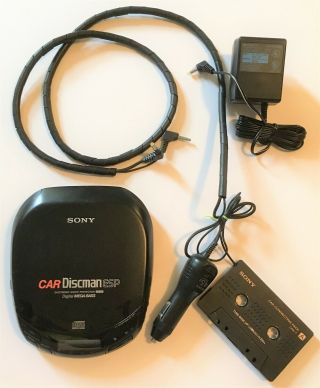Vintage Sony Car Discman Esp D - 835k Digital Mega Bass Cd Player & Kit -