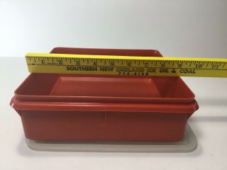 Vintage Tupperware Snack N Stor 9” Square Paprika Red 514 Container Sheer Lid 4