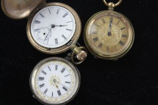 3 X Assorted Vintage Ladies Fob Watches Key / Hand - Wind Inc.  935 Silver Cased