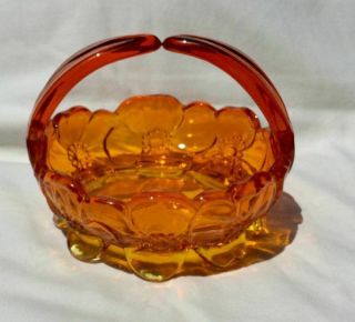 Vintage Westmoreland Golden Sunset Amberina Glass Pansy Split Handle Basket